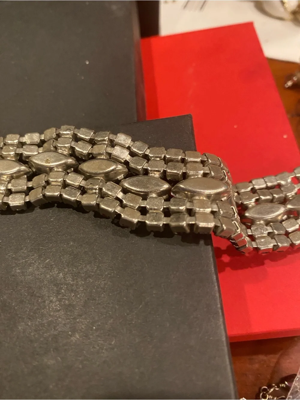 High End 1950-1960 Red Crystal Statement Bracelet - Women Jewelry